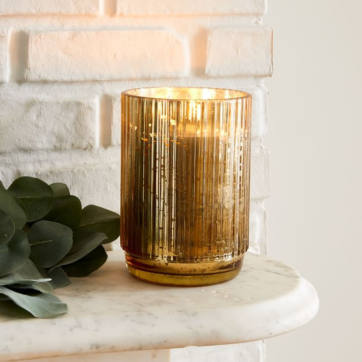 Mercury Glass Fluted Candles - Balsam Cedar | West Elm (US)