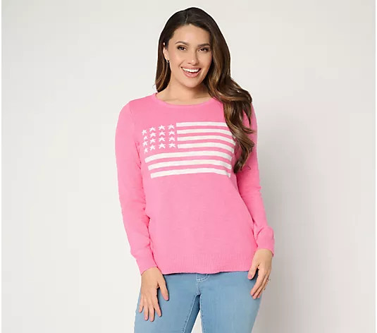 Belle by Kim Gravel America the Beautiful Slub Sweater - QVC.com | QVC