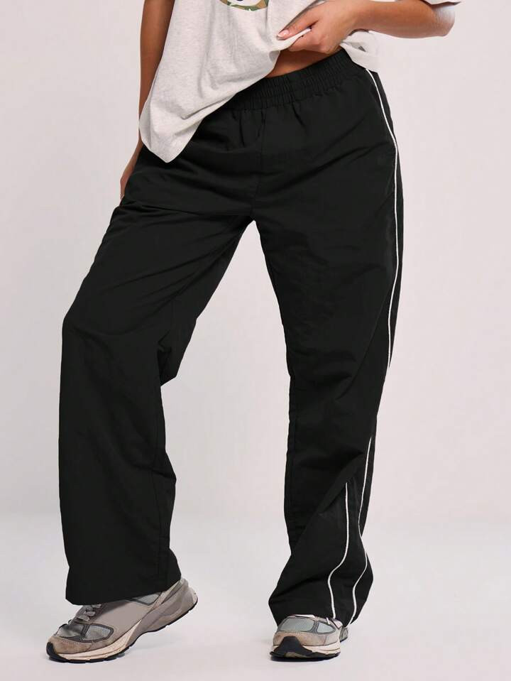 MUSERA Elasticated Waist Drawstring Wide Leg Trousers Casual, Spring Summer Fall, Autumn, Winter, Back To School Christmas | SHEIN
