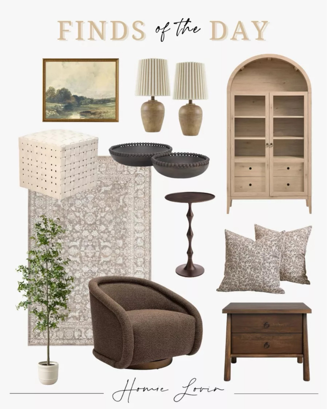 Homie Lovin’s Finds of the Day! 

furniture, home decor, interior design, arched cabinet, swivel chair, accent chair, side table, nightstand, ottoman, faux tree, bowl, artwork, table lamp, pillow cover #Amazon #Target #Walmart #Wayfair #WorldMarket 

 

#LTKHome #LTKSaleAlert