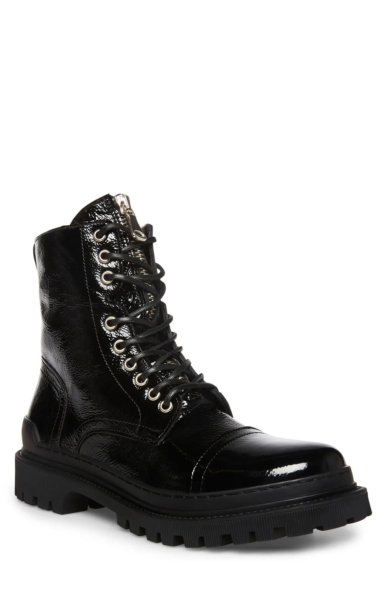 Steve Madden Guard Patent Leather Combat Boot in Black at Nordstrom, Size 10.5 | Nordstrom