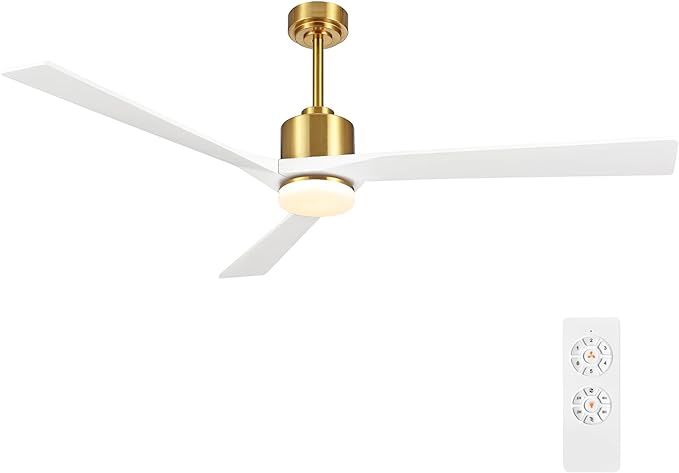 WINGBO 52" DC Ceiling Fan with Lights, 3 Reversible Solid Wood Blades, 6-Speed Noiseless DC Motor... | Amazon (US)