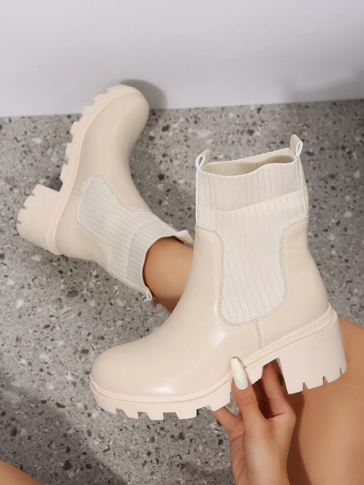 Minimalist Slip On Chunky Heeled Boots | SHEIN