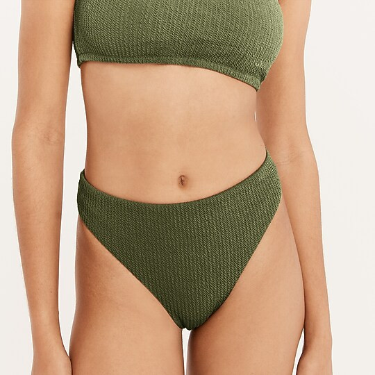 Textured high-rise cheeky bikini bottom | J. Crew US
