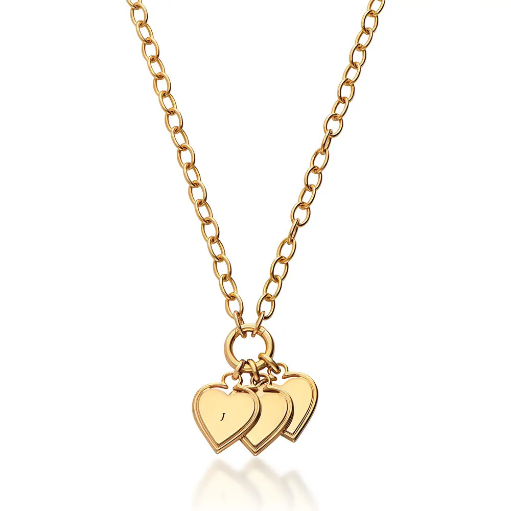 Heart-to-Heart Engravable Necklace in Gold Plating | Theo Grace