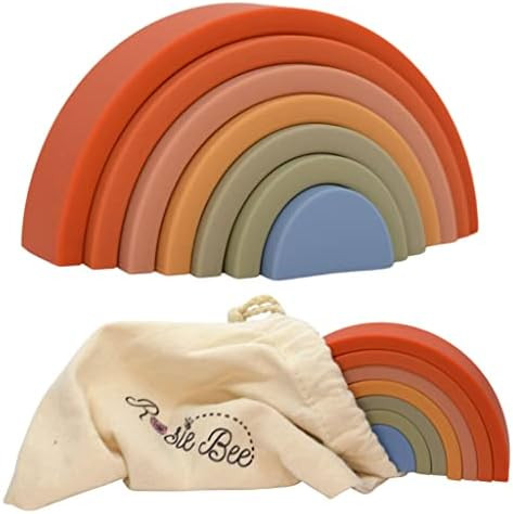 Amazon.com: ROSIE BEE Silicone Rainbow Stacker Toy for Kids, Toddlers, Babies - Baby Toys, Stacki... | Amazon (US)