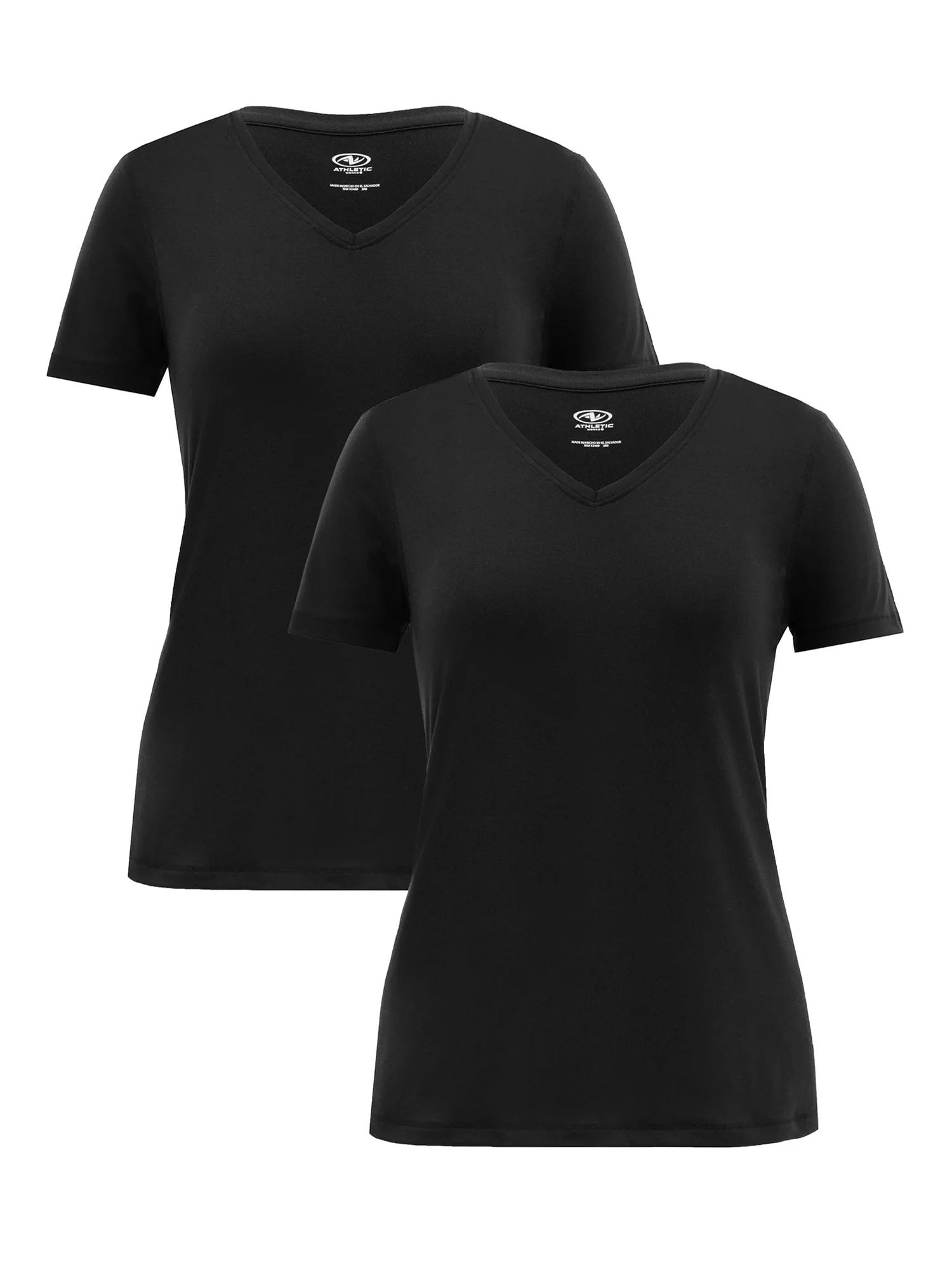 Athletic Works Women's Core Active Short Sleeve V-Neck T-Shirt, 2-Pack | Walmart (US)