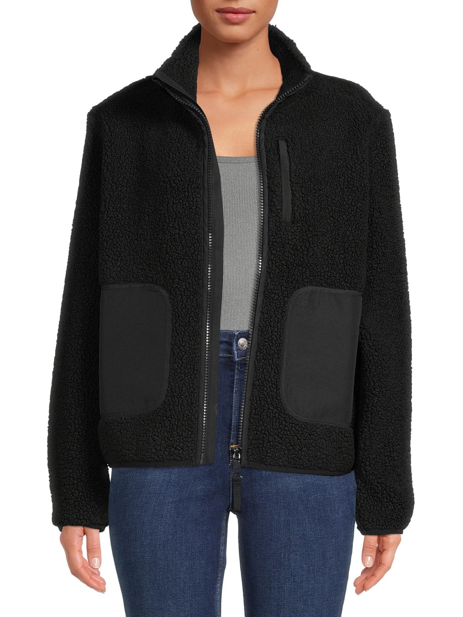 Time and Tru Women’s and Plus Full Zip Faux Sherpa Jacket - Walmart.com | Walmart (US)