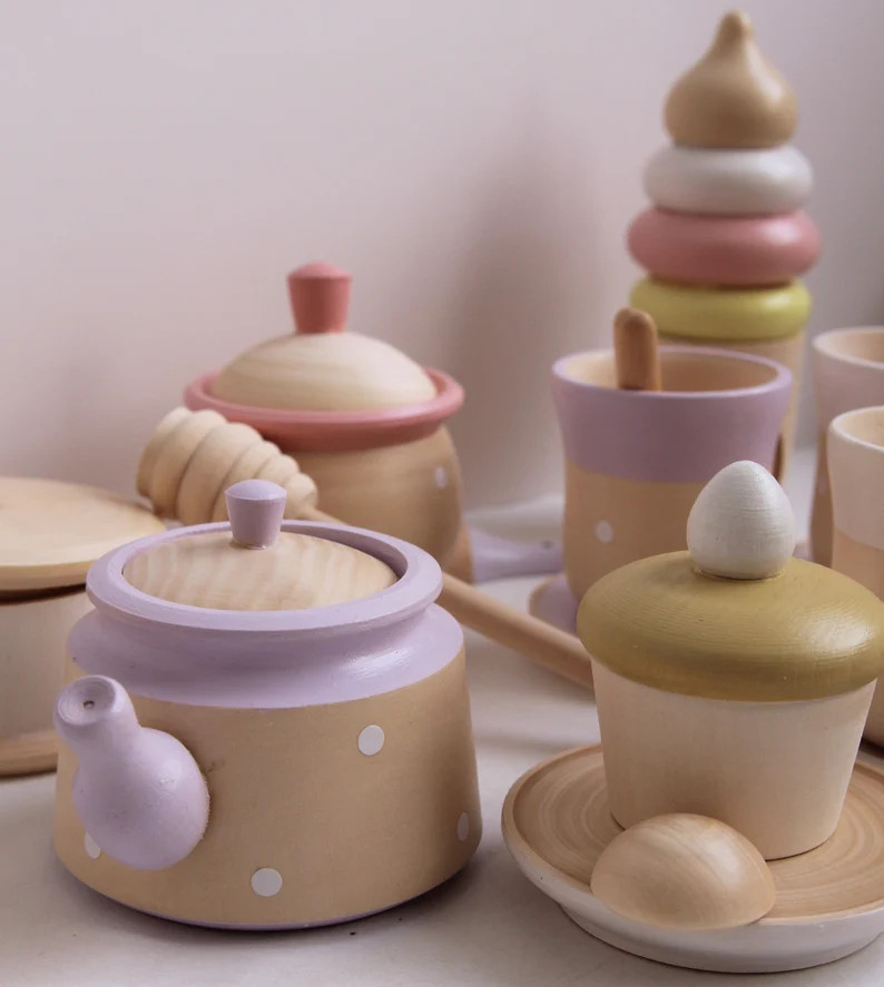 Tea wooden set "Paint", kitchen toys, wooden toys, natural toy, handcrafted toy, kitchen set toys | Etsy (US)
