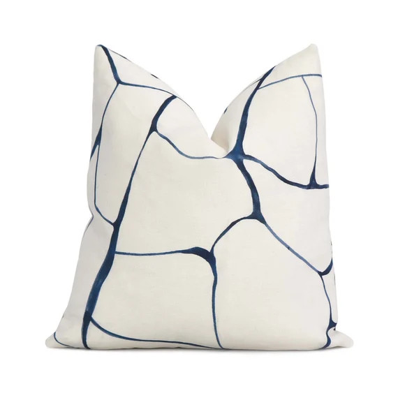 Navy Blue Filigree Schumacher Throw Pillow Cover With Gold | Etsy | Etsy (US)