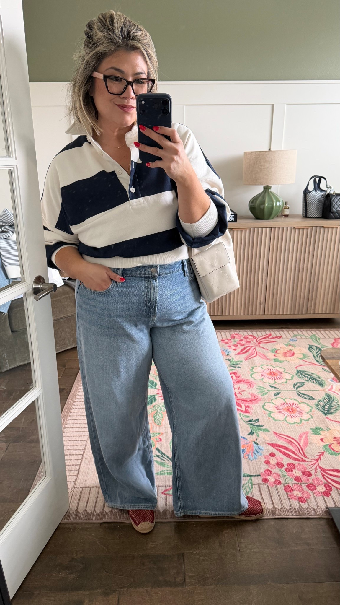 Monday OOTD 
Lots on the plate today! Going for an outfit I’ve worn before and felt comfortable in yet still felt cute. Love this rugby top I found a little bit ago. And these jeans??? They feel like sweatpants but better! So soft! 

#LTKSaleAlert #LTKootd #LTKMidsize