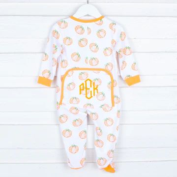 Orange Pumpkin Print Knit Onesie | Classic Whimsy