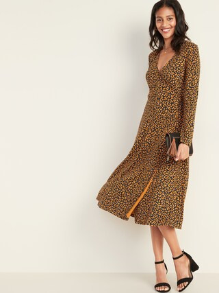 Waist-Defined Faux-Wrap Jersey Midi for Women | Old Navy (US)