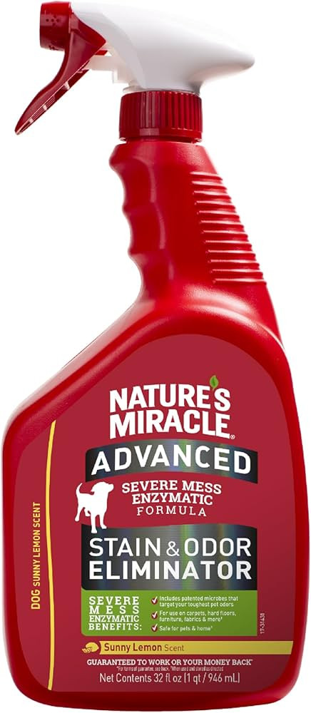 Nature’s Miracle Advanced Stain & Odor Eliminator, 32 Ounces, Sunny Lemon Scent, Severe Mess En... | Amazon (US)