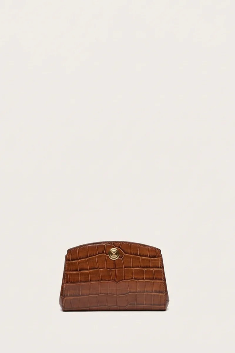 Pushlock Clutch Chestnut Croc | LITTLE LIFFNER