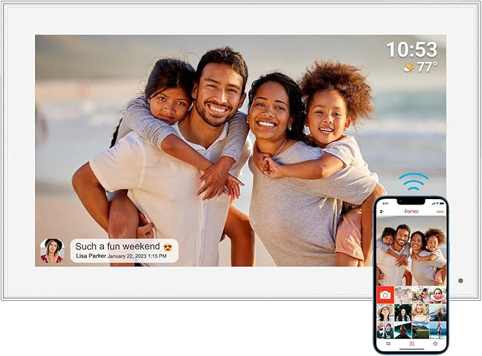 15.6" Frameo Digital Picture Frame WiFi, 1920x1080 IPS FHD Touch Screen Large Electronic Photo Fr... | Amazon (US)
