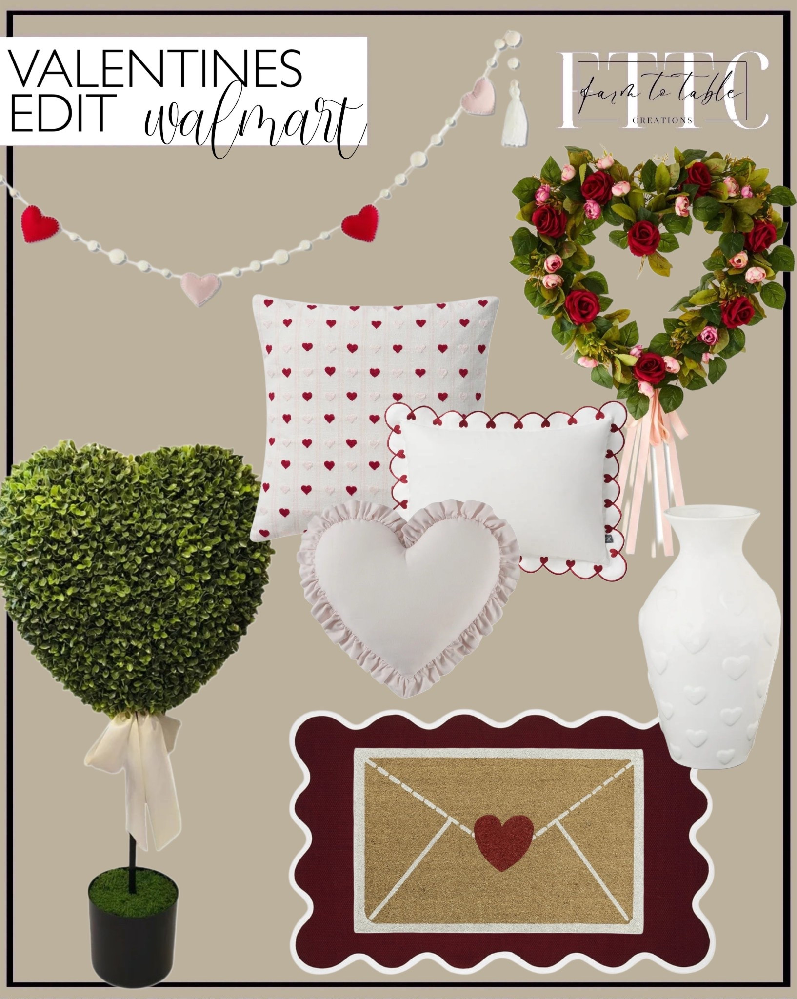 Walmart Valentine’s Day Decor Edit | Neutral Heart Home Accents

Follow @farmtotablecreations on Instagram for more cozy home inspiration.

Sharing a curated Walmart Valentine’s Day decor edit filled with soft neutrals, classic reds, and sweet heart details that feel elevated and easy to style. From heart-shaped topiaries and romantic wreaths to cozy throw pillows, garlands, and a festive entry mat, these pieces are perfect for adding subtle Valentine charm without overwhelming your space. Everything layers beautifully into everyday decor and works well beyond February with simple swaps.

#valentinesdecor #walmartfinds #seasonaldecor #throwpillows #frontdoordecor #entrywaydecor #homedecor #neutraldecor #heartdecor #holidaydecor

#LTKHome #LTKHoliday #LTKFindsUnder50