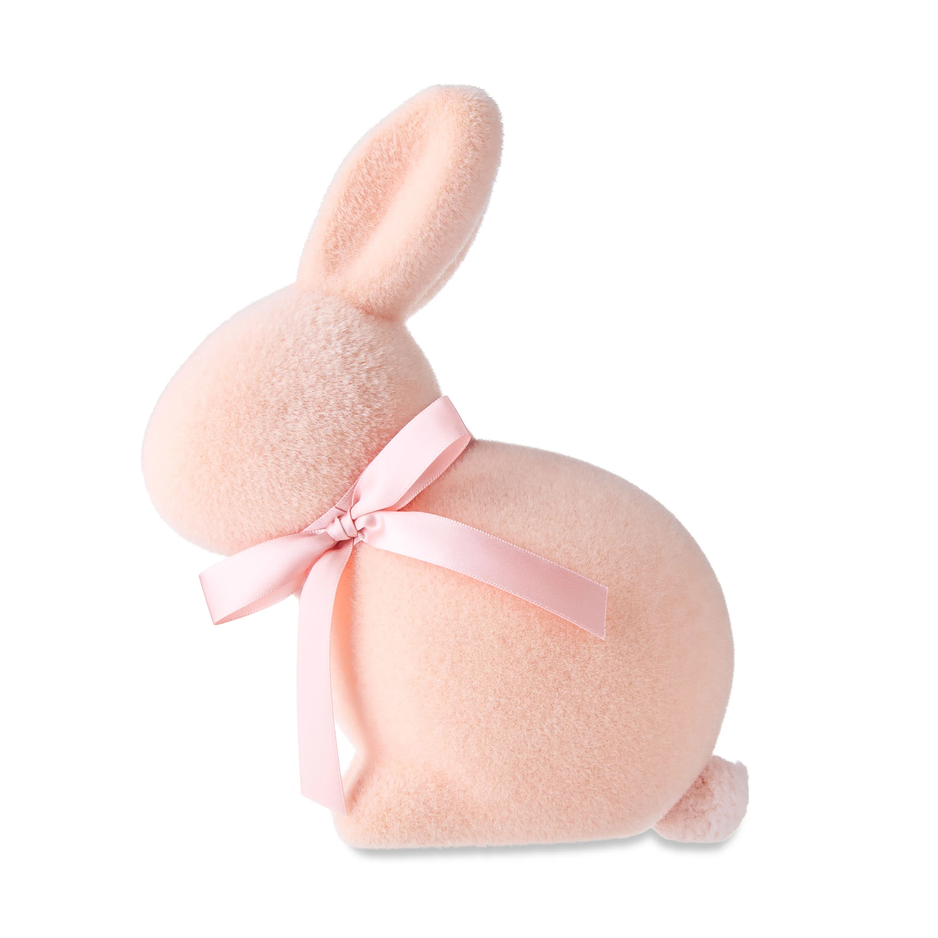 Easter Flocked Peach Bunny Decor, 9 in, by Way To Celebrate - Walmart.com | Walmart (US)