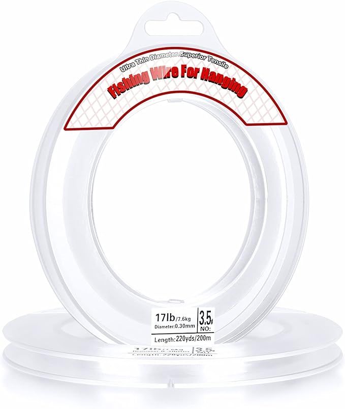 Clear Fishing Wire, Acejoz 656FT Fishing Line Clear Invisible Hanging Wire Strong Nylon String Su... | Amazon (US)