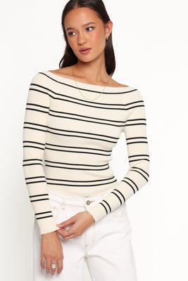Presley Knit Top - Cream Black Stripe | Petal & Pup (US)