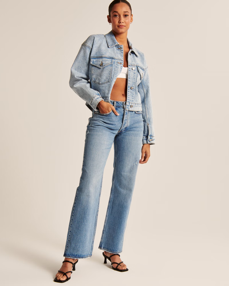 Cropped Boxy Denim Jacket | Abercrombie & Fitch (US)