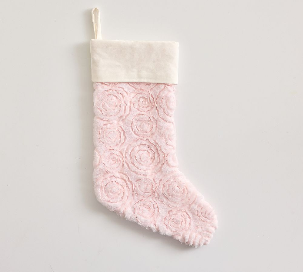 LoveShackFancy Plush Pink Rosette Stocking | Pottery Barn (US)