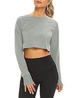 Muzniuer Long Sleeve Crop Tops Workout Tops with Thumb Hole for Women Summer Workout Tops Crop To... | Amazon (US)