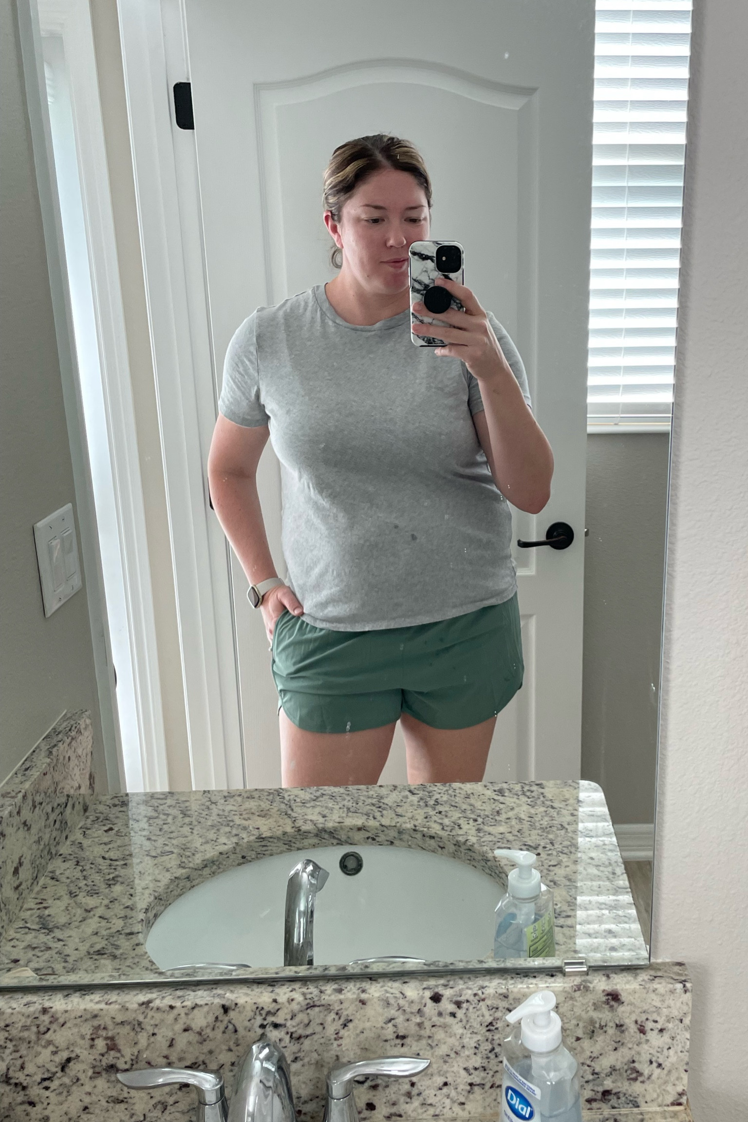 Casual mom look. I love these t shirts from the Gap. Unpopular opinion but I don’t like the cropped shirts and love that these aren’t. Shorts are Target and come in several color options. Wearing L in bottoms and L Tall in top  

#LTKMidsize #LTKActive #LTKStyleTip