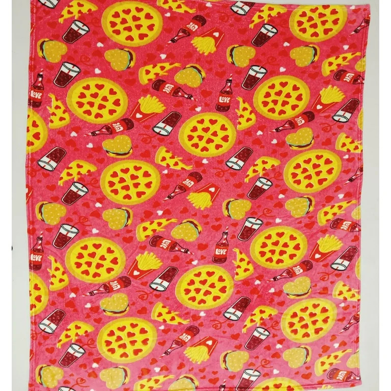 Way to Celebrate Super Soft Cozy Valentines Day Oversize Plush Throw Blankets, Pizza | Walmart (US)