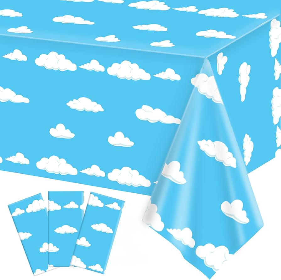 Oigco 3 Pack Blue Sky White Clouds Party Tablecloth Cartoon Story Birthday Party Supplies 54 x 10... | Amazon (US)