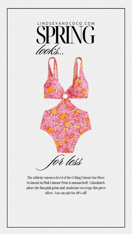 O-Ring Cutout One Piece Swimsuit in Pink Limone Print. Swimwear. Onepiece. J Crew.

#LTKswim #LTKfindsunder100 #LTKSpringSale
