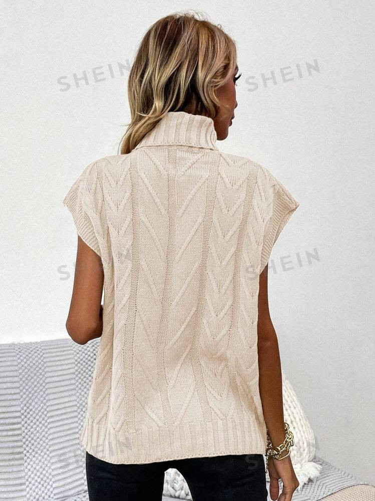 SHEIN Relaxiva Women's Turtle Neck Solid Color Sweater Vest | SHEIN