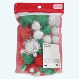 Red, White & Green  Shimmery Pom-Poms by Creatology™ Christmas | Michaels Stores