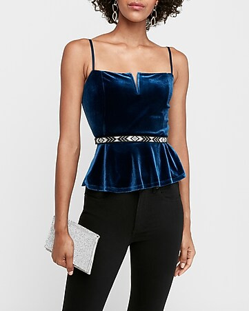 velvet v-wire peplum cami | Express