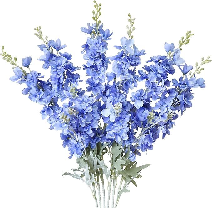 Amazon.com: MINYULUA 6pcs Artificial Delphinium Flowers Blue Silk Larkspur Flowers Faux Snapdrago... | Amazon (US)