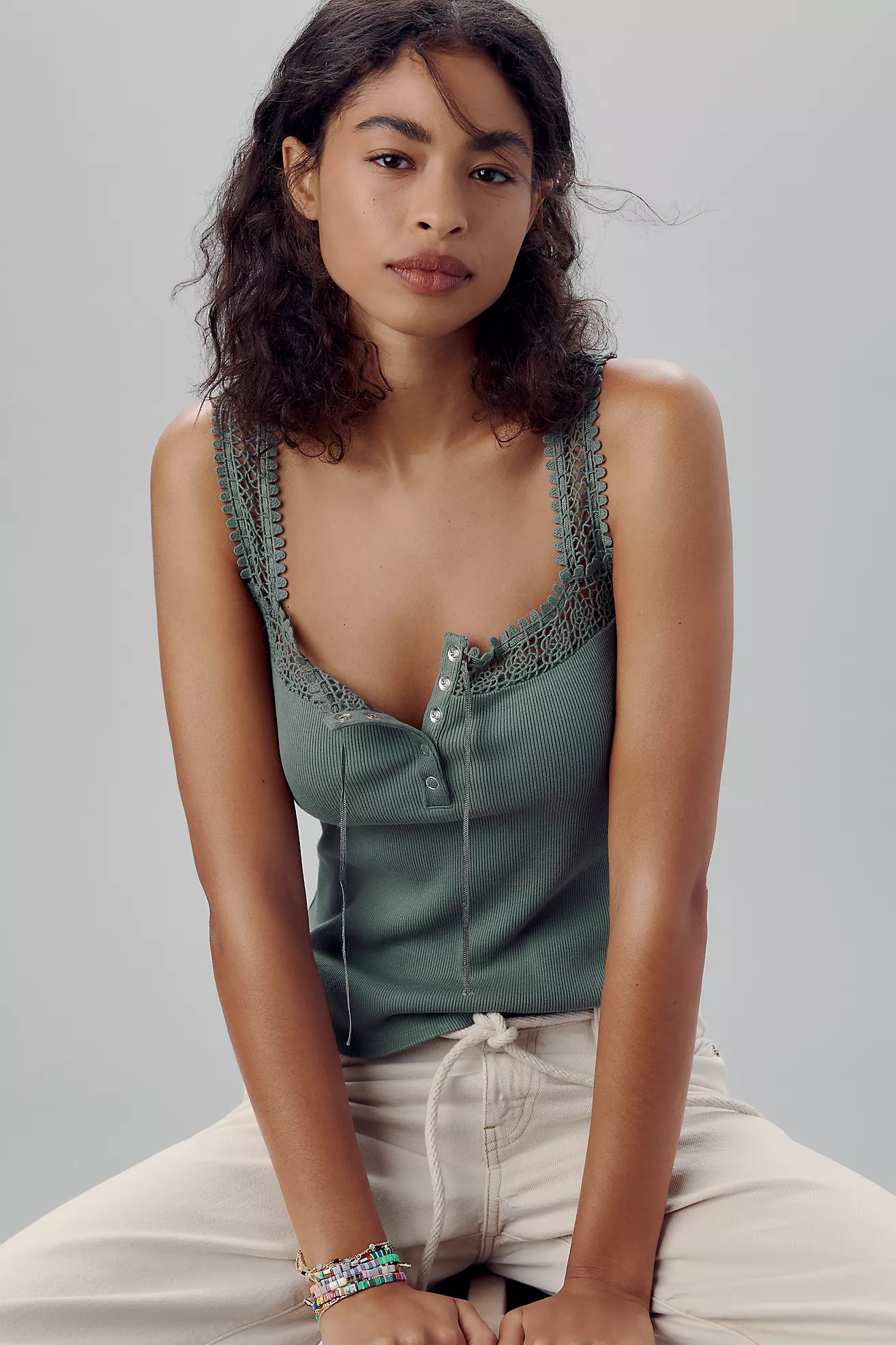 By Anthropologie Crochet-Trim Tank Top | Anthropologie (US)