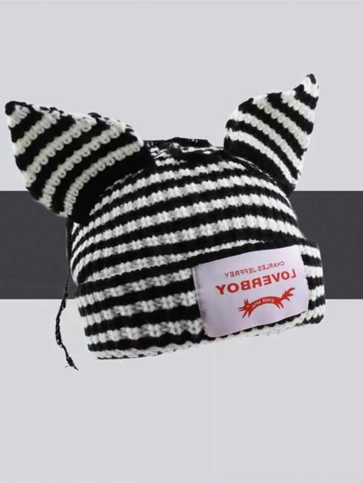 1pc Women's Cute Rabbit Ear Design Knitted Hat, Warm & Casual & Versatile, Suitable For Autumn/wi... | SHEIN