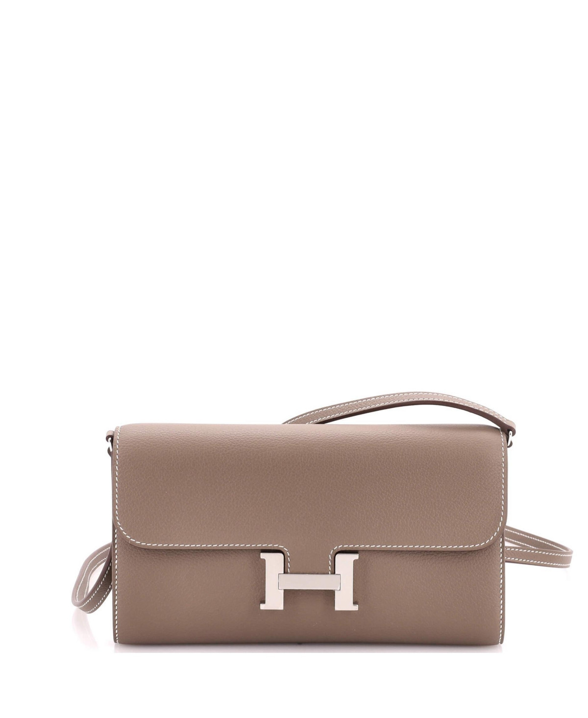 Pre-Owned Hermes Constance To Go Wallet Evercolor - Grey | Macy's