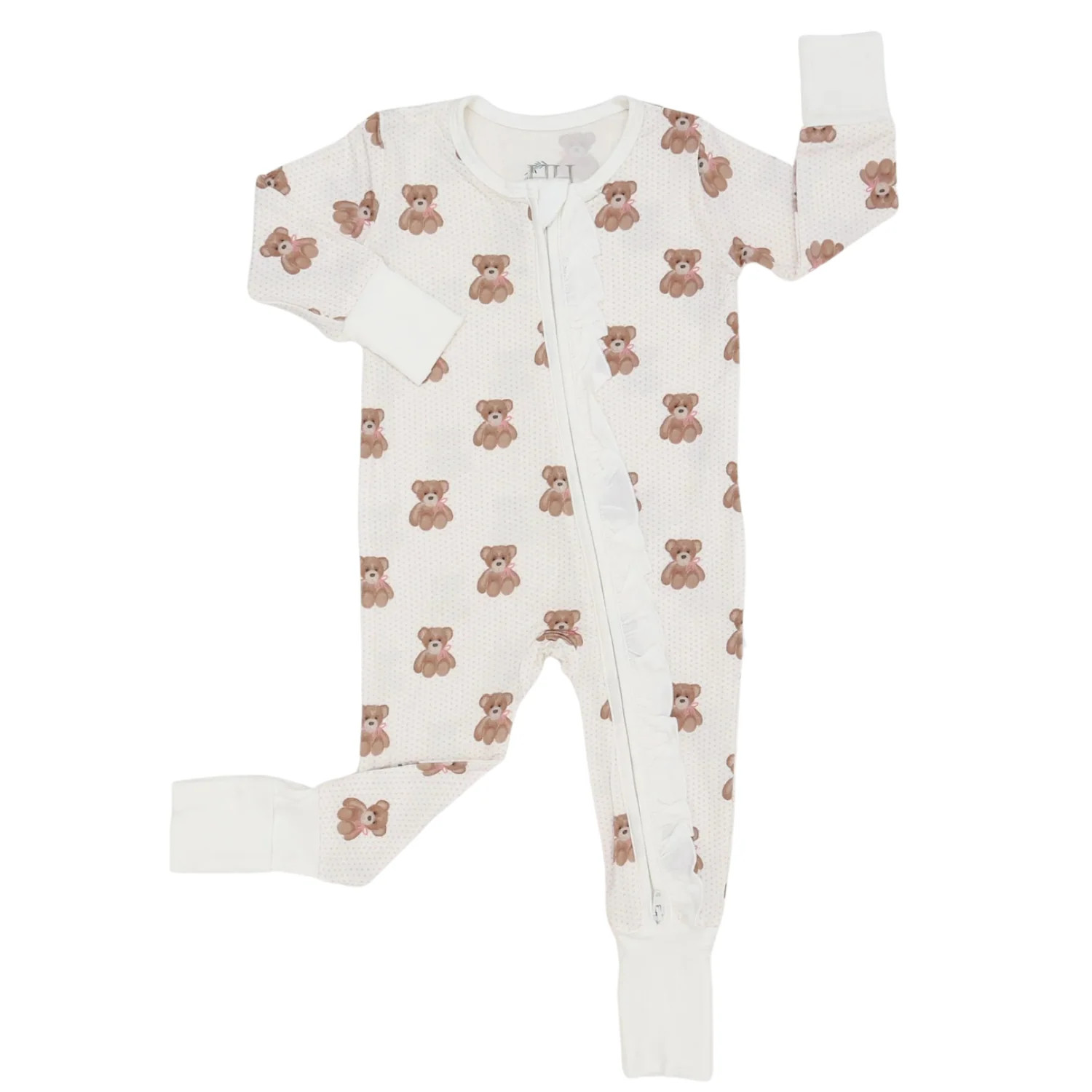 Girls Pink Beary Cute Double Zipper Romper | Hamner Hill