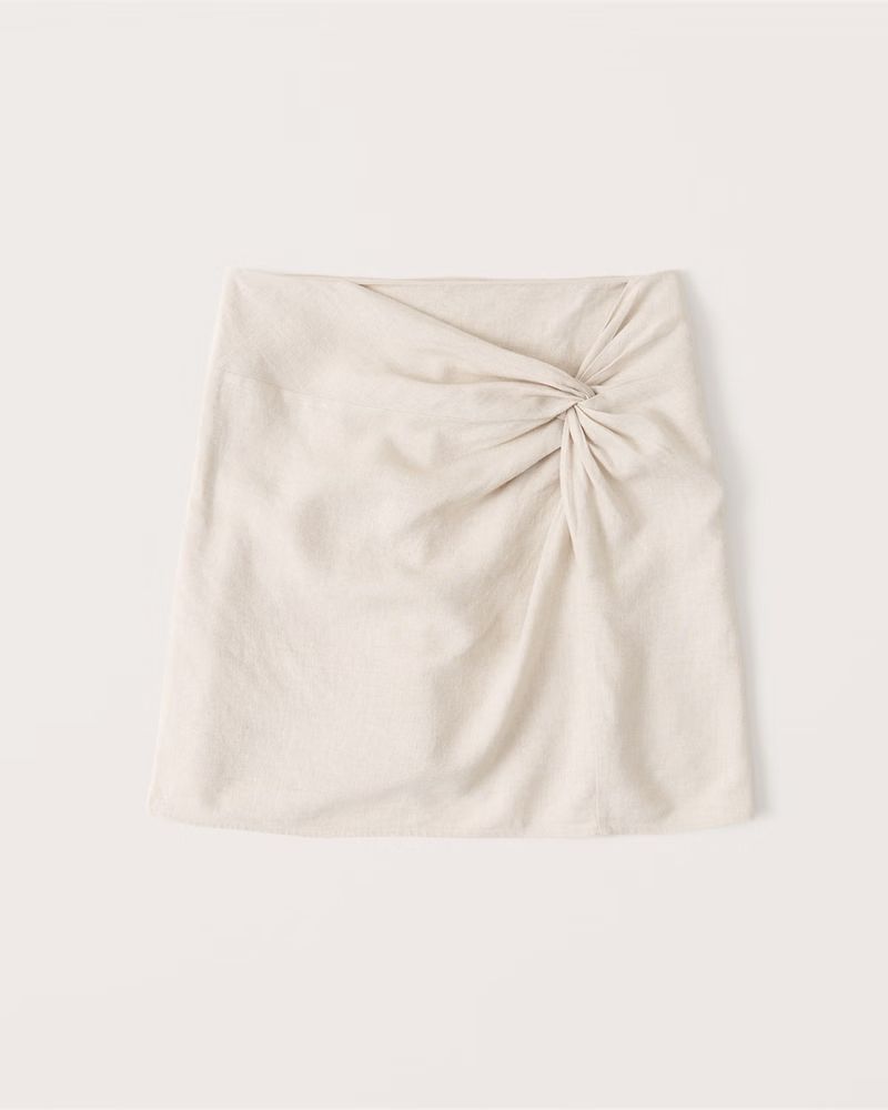 Knotted Linen Mini Skirt | Abercrombie & Fitch (US)