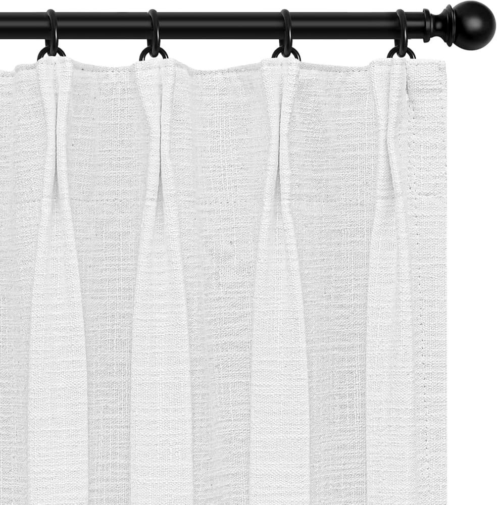 INOVADAY 100% Blackout Curtains for Bedroom, Pinch Pleated Linen Blackout Curtains 84 Inch Length... | Amazon (US)