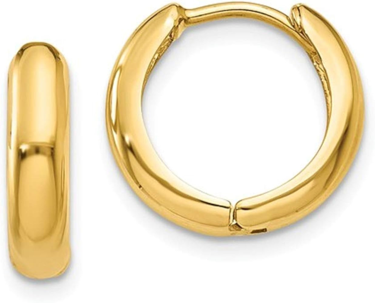 14K Solid Gold Huggie Hoop Earrings, 3mm Tube – Small Classic Hoops for Women & Men | Amazon (US)