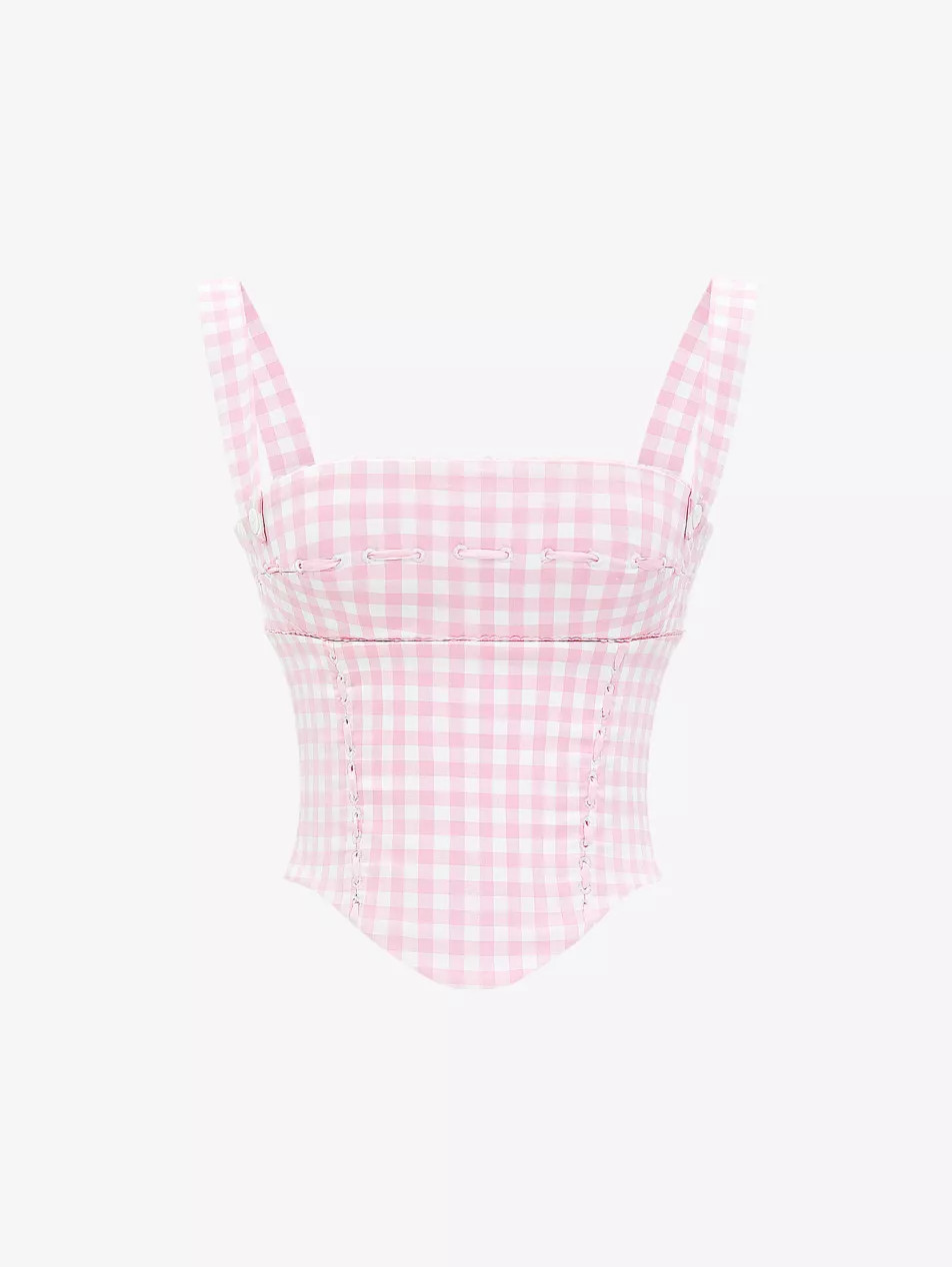 Lottie gingham-pattern stretch-woven corset | Selfridges