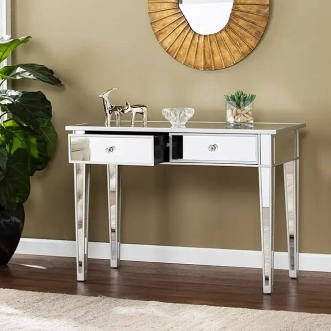 Mirrored Console Table, Silver Vanity Table with 2 Drawers, Mirrored Accent Table Side Table for ... | Amazon (US)