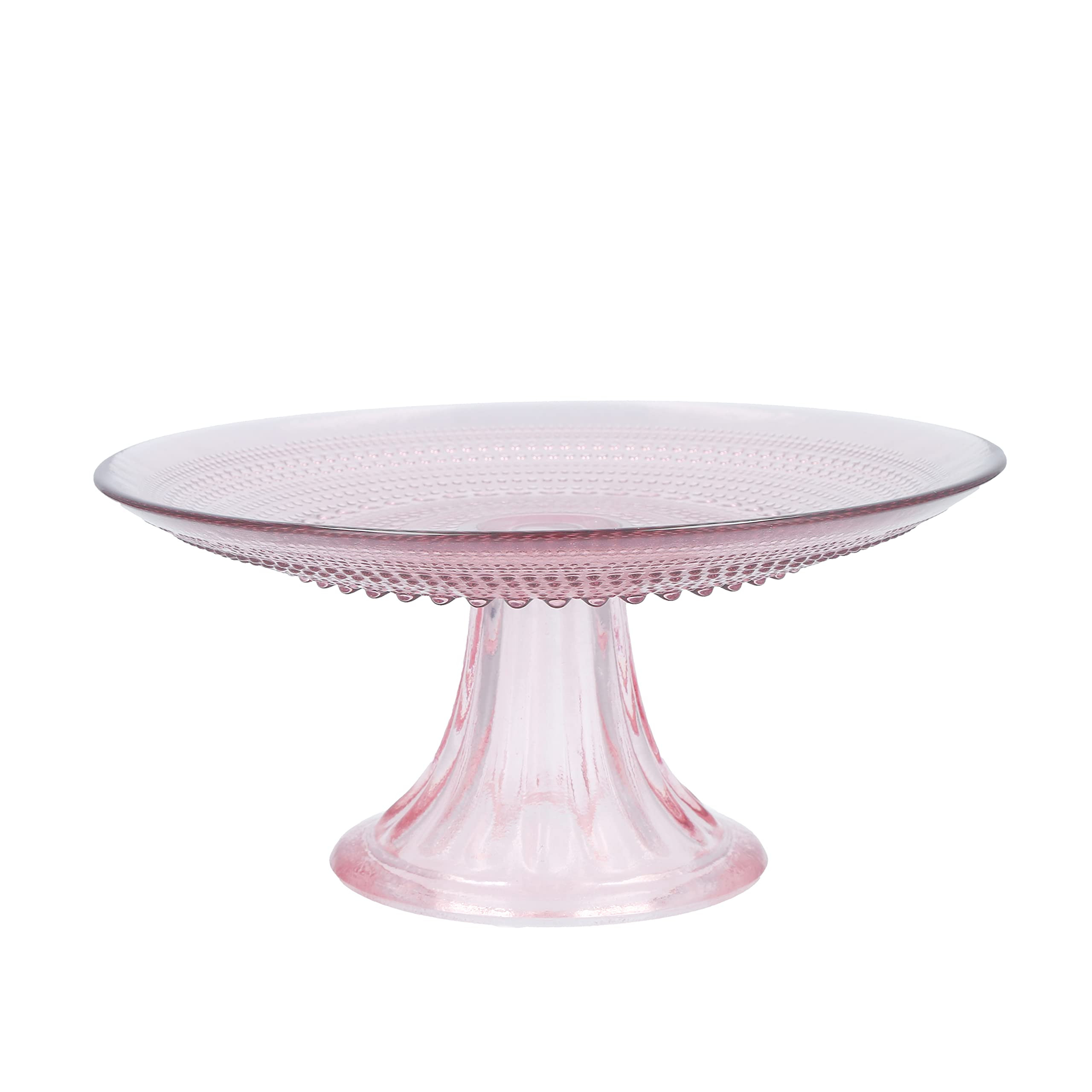 Fortessa Jupiter Beaded Hobnail Glass, 8.5 Inch Mini Cake/Cupcake Stand, Pink | Amazon (US)