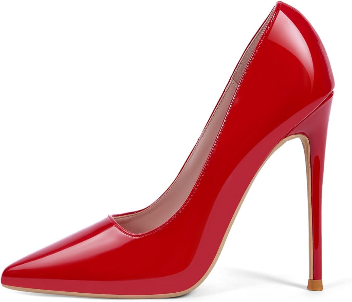 GENSHUO Women's 4.7 Inch Pumps Pointy Closed Toe Stiletto Sexy High Heels Slip on Porm Party Wedd... | Amazon (US)