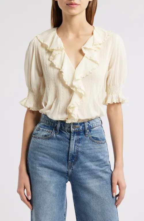 DÔEN Henri Organic Cotton Voile Top in Creme Citron at Nordstrom, Size Small | Nordstrom
