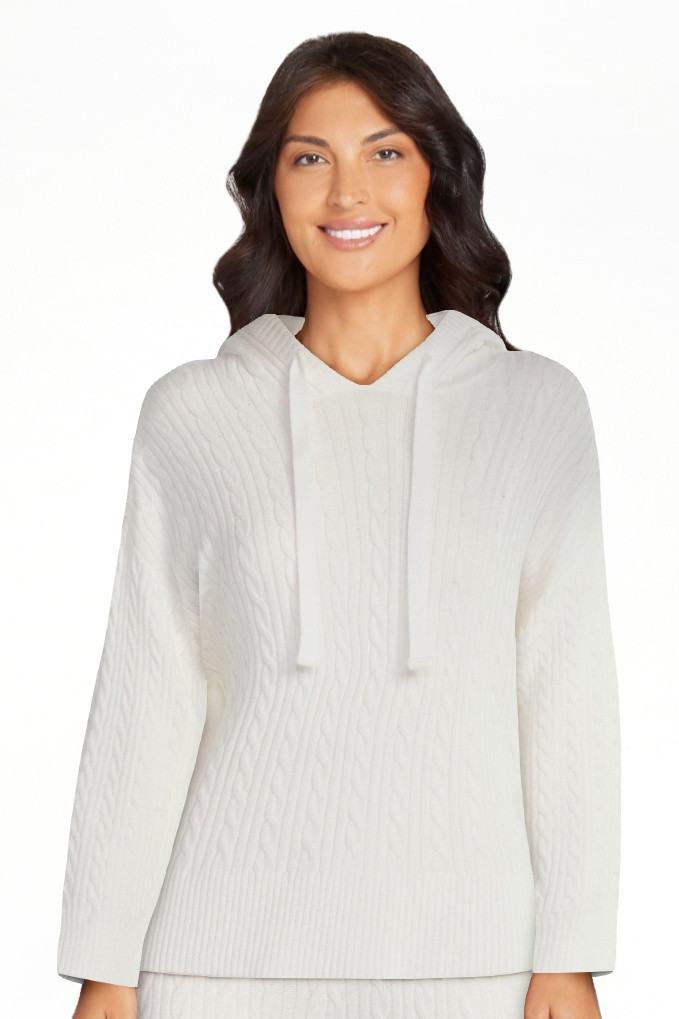 Free Assembly Women's Cozy Yarn Cable Knit Hoodie Sweater, Midweight, Size XS-XXL | Walmart (US)