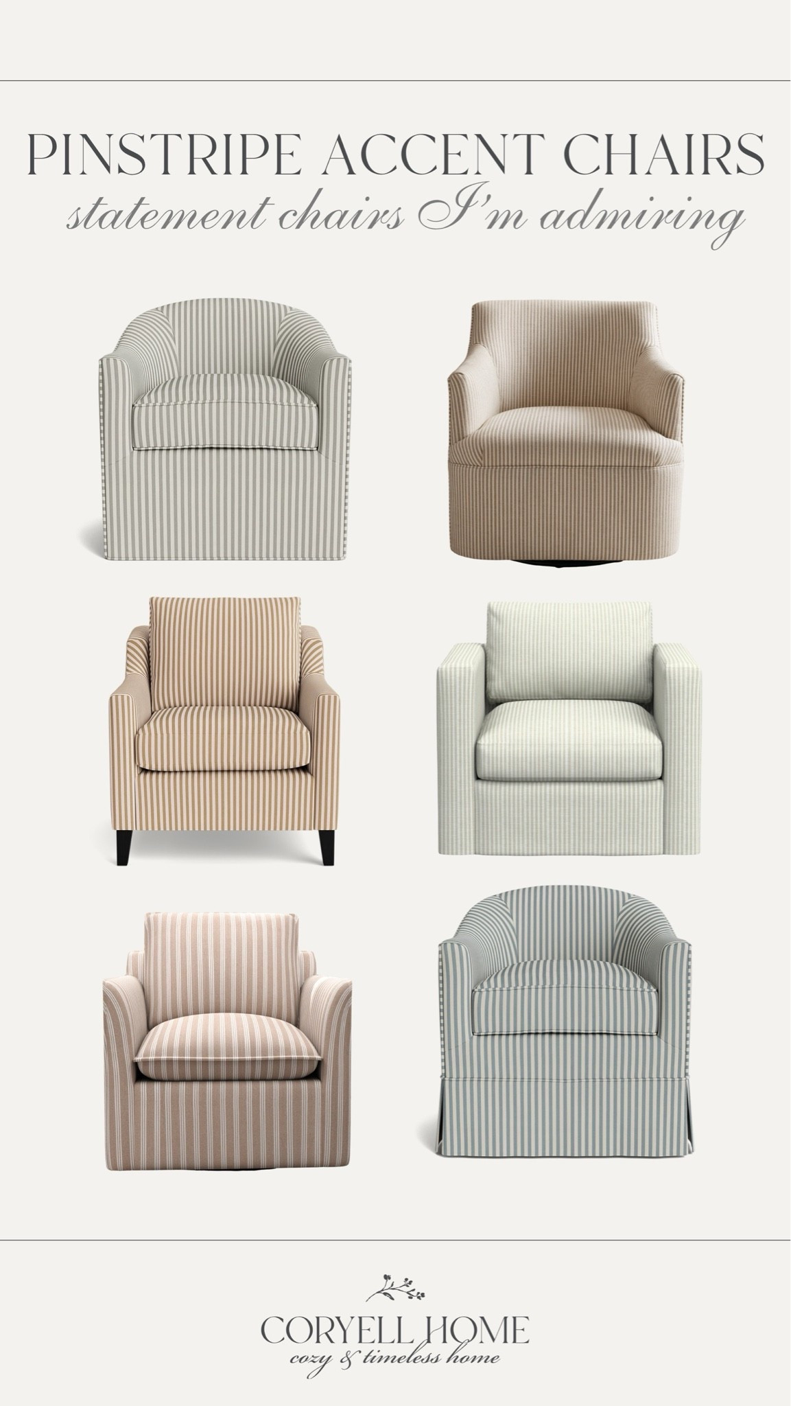 Pinstripe accent chairs 🤍 Love these striped chairs for a cozy living room