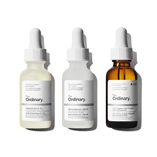 The Ordinary Brighten & Balance Collection For Smooth, Supple Skin - Skin Care Bundle Set - Hyaluronic Acid 2% + B5, Niacinamide 10% + Zinc 1%, 100% Organic Cold-Pressed Rose Hip Seed Oil | Amazon (US)